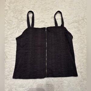 American Eagle Zipper Ribbed Tank